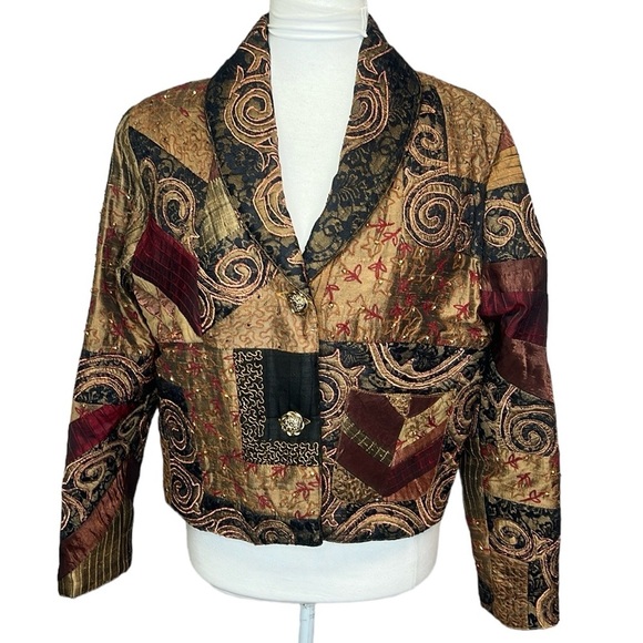 Sandy Starkman Mixed Media Quilted Jacket - Picture 1 of 4